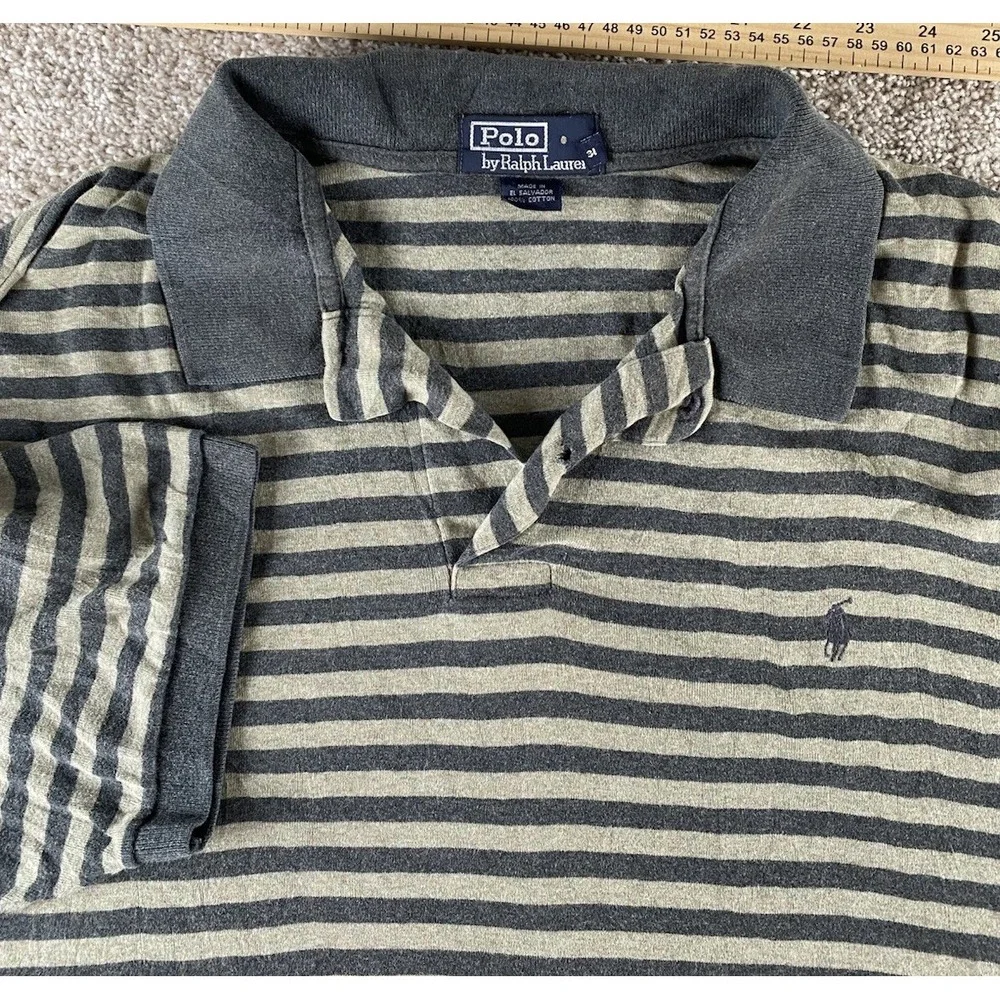 Polo Ralph Lauren Green Striped Polo Mens 2XB Preppy Soft Cotton Pony Casual